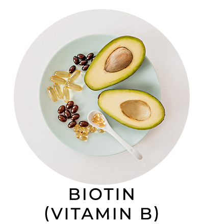 Biotin (Vitamin B), a natural ingredient used in cosmetics and personal care products such as the NobuLash Eyelash Growth Serum and NobuBrow Eyebrow Conditioner